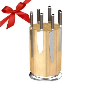 Rotating Bamboo Magnetic Knife block knife rack factory BSCI