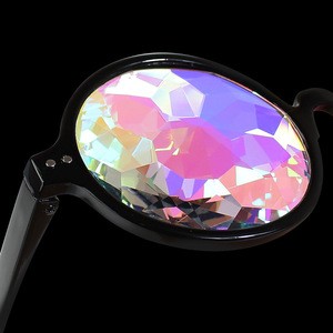 Round Kaleidoscope Glasses Eyewears Rave Festival Crystal Lens Party Sunglasses