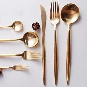 Royal Simple Design Fork & Knife Cutlery Sets Gold Plated Flatware Sets