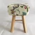 Import rustic vintage floral prints square ottoman padded small fabric stool beige removable/detachable fabric with 4 pine leg stands from China