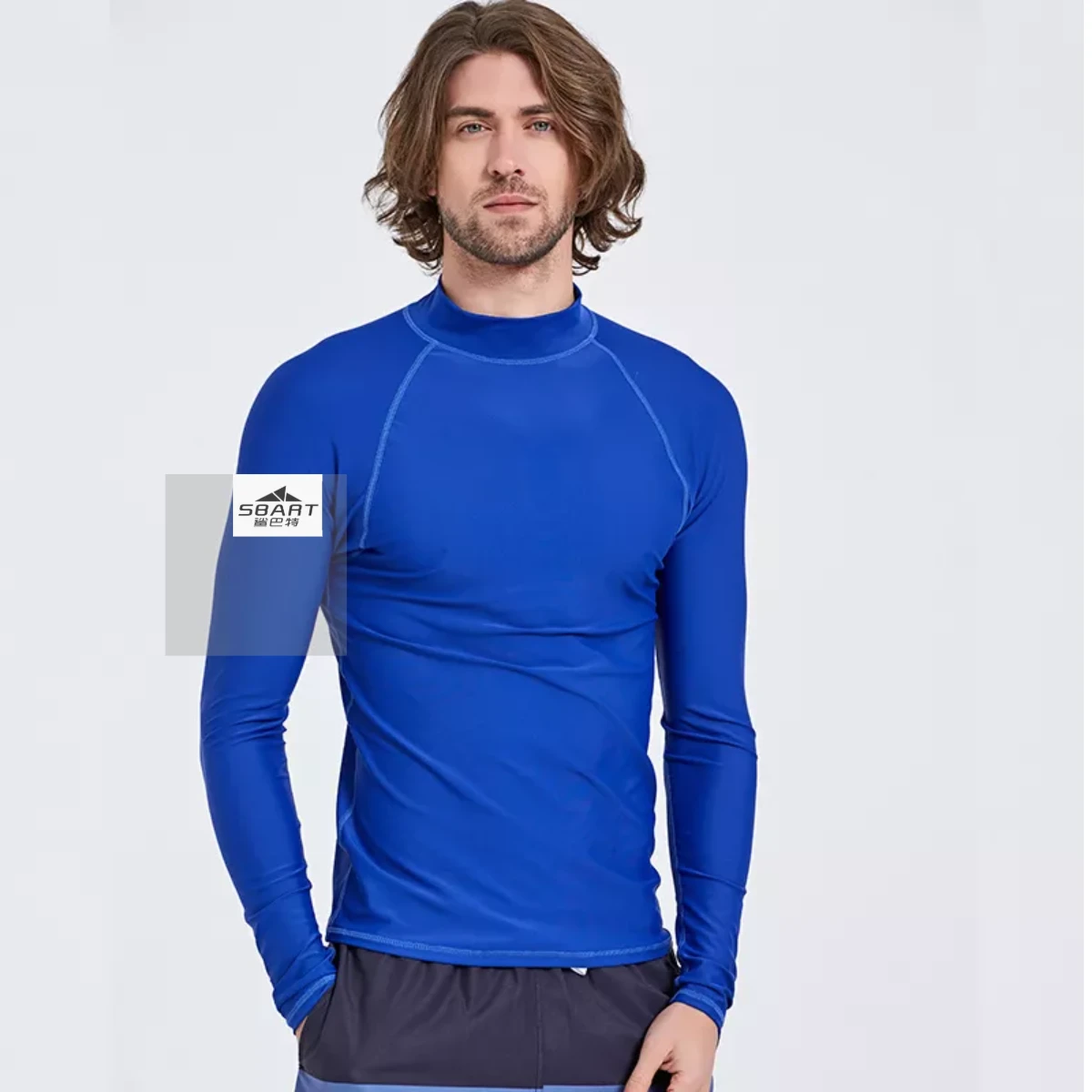 Sbart Long Sleeve Rashie Quick Dry Rash Vest Chlorine Resistant Swim Shirt Mens UV Protection Surfing Rash Guard