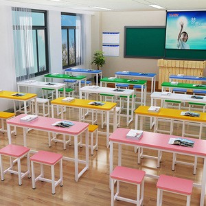 School furniture wholesale standard size of school desk chair for student double desk and chair