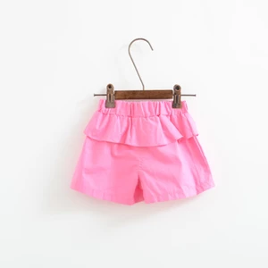 School Girl In Cotton Short Ruffle Kids Shorts With Drawstring In The Waist