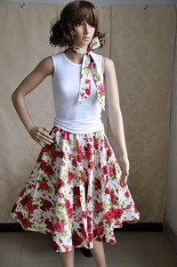 Sell well 50s vintage swing dress rockabilly dress retro dress rose flower printing party dance skirt petticoat