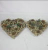 set of 2 heart shape wood garden ornament with pine corn and artifical leaf decoration