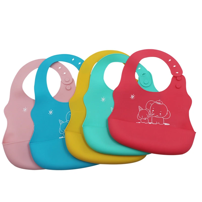 Set of soft waterproof silicone Baby Bib with food catcher, baby silicone bib and silicone mat