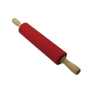 Silicon Rolling Pin Rolling Stick with Rubber Wood Handle
