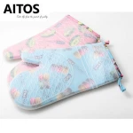Silicone Oven Mitts and Pot Holders Quilted Liner Infill-Kitchen Cooking Gloves Heat Resistant 480 Degrees F