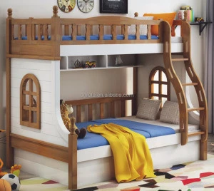 Simple cartoon windows soild wood series bunk bed children bedroom set for bedroom furniture