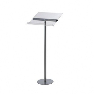small square acrylic podium with aluminum pole for school bar lecture stand