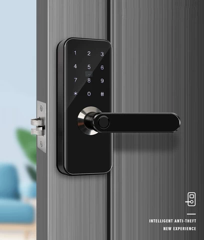 Smart Lever Home Fingerprint Door Handle Digital PIN Code Card Door Lock with Touch Screen Keypad