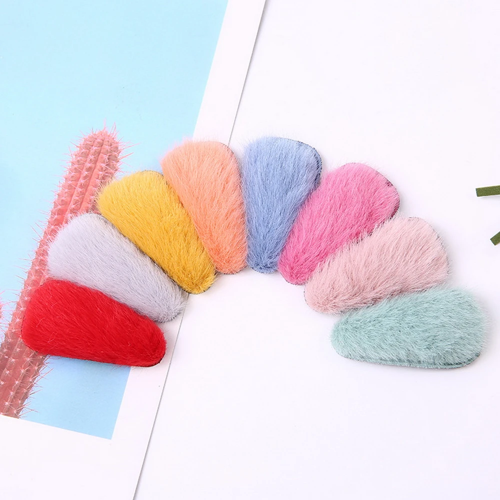 Solid Color Winter Plush Hair Clip For Girls Faux Fur pompom Hairpin for Women Hair Barrettes