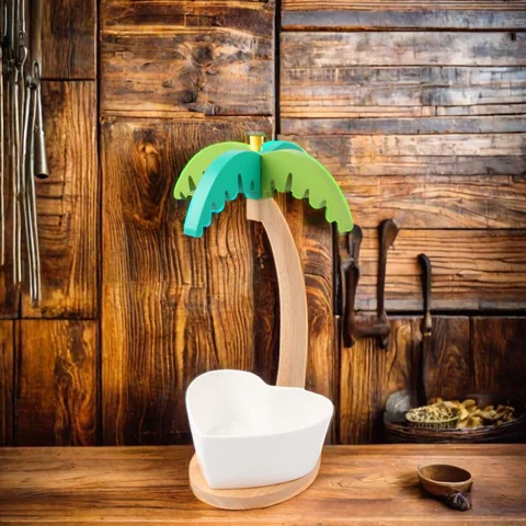 SOPEWOD Multifunctional Bamboo Banana Holder with Hook Foldable Spice Storage Hanger for Kitchen Countertop
