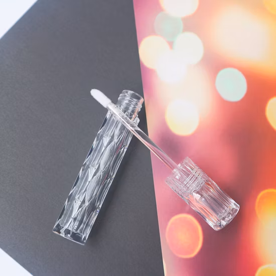 Import Diamond Design 4.5ml PETG Material Lipgloss Tube Transparent Round Plastic Empty Lipgloss Container Cosmetics Packaging Tube from China