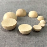 split wood beads jewelry unfinished round wooden half balls crafts ornament hemicycle semicircle wood cabochon beads