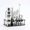 Stainless Steel Barware Set Matte Black Painting Cocktail Shaker Set with Stand