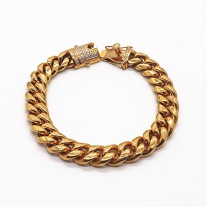 Stainless Steel Bracelet Hip Hop Titanium Bangle 18K Gold Plated Punk Cuban Bracelet
