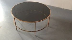 stainless steel centre table Luxury round glass Gold coffee table Modern