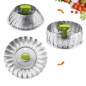 Stainless Steel Cooking Tools Adjustable Foldable Collapsible Vegetable Steamer Baskets