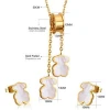 Stainless Steel Gold Plated Shell Bear Door Best friend Jewelry Set In PR Free Chain