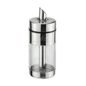 Stainless Steel Manual Fixed Pour out Quantity Glass Visible Sugar Bowl Bottle Dispenser