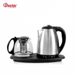 stainless steel tea electric glass kettle kit with tray electric kettle tea set
