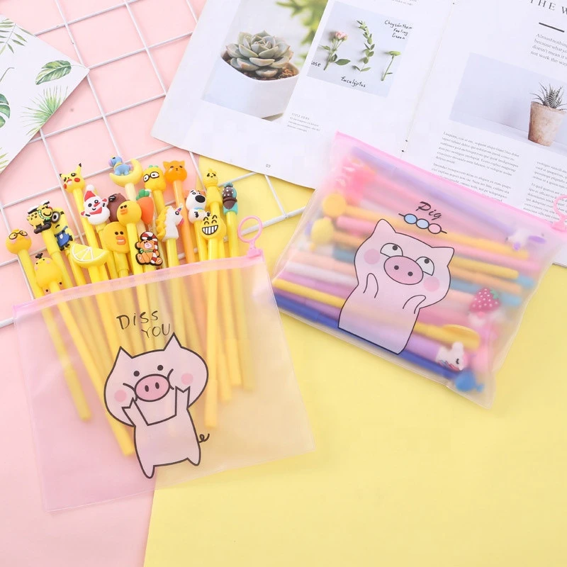 Stationery Gifts 20pcs/set Cartoon Cute 0.38mm Black Gel Pen For Student