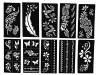 Stencils for Henna Tattoos (10 Sheets) Self-Adhesive Beautiful Body Art Temporary Tattoo Templates, Henna, Flower,