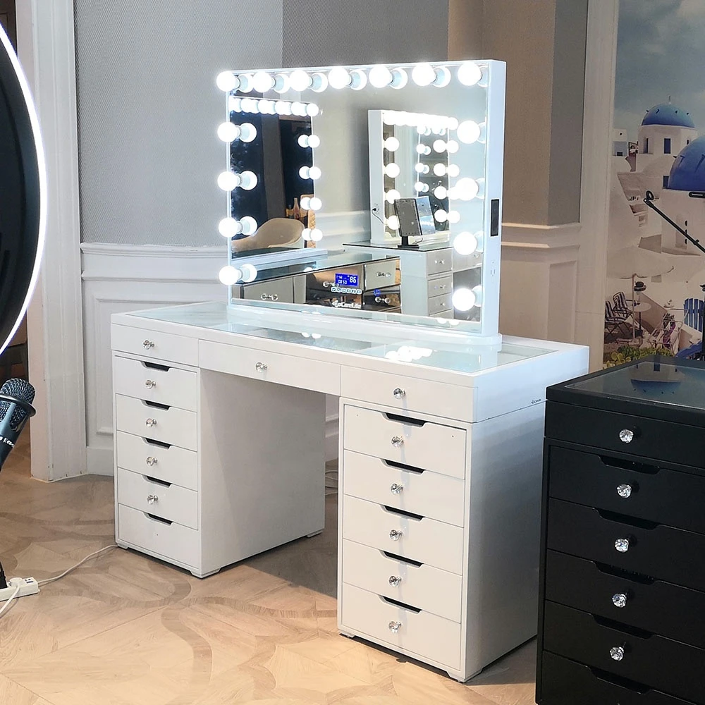 Stock on USA! Docarelife Hollywood Dressing Makeup Desk Vanity Table with Mirror Drawers