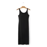 Summer Casual Knitted Cotton Body Con Cami Pencil Dress for Lady Available in Red and Black