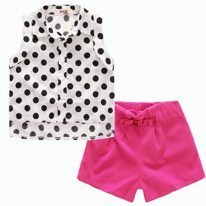 Summer children clothing 2017 girls 2pcs short girls outfit set manufacturer baby sets