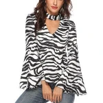 Summer Stretch Knitted Fabric Design Skirts and Zebra Blouse and Shirt with Logo