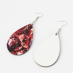 Teardrop Shaped  Blank Logo DIY Printing Sublimation MDF Earrings with Hardware Wholesale