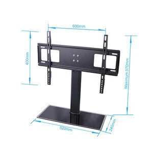 Tempered Glass TV Stand, 26&quot; 32&quot; 37&quot; 42&quot; 46&quot; 50&quot; 55&quot; 60&quot; 65&quot; Height Adjustable LCD TV Wall Stand/