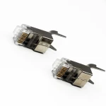 The fine quality OEM Cat8 FTP shielded 8P8C 3 prong Rj45 connector PC + pure copper material