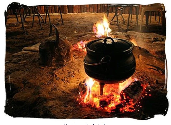 The traditional size 1/4 to size 30 seasoned or wax coated cast iron three legged Africa/Botswana  potjie pot / cauldron