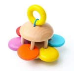 Toddlers Rattles Handle Safety Intelligent Educational Musical Baby Wooden Hand Bell Toy