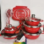 Top Quality Cookware Set Cooking Aluminum Cookware 23 Piece Sauce Pans Frying Pan