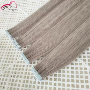 Top Quality 100% Virgin Human Cuticle Aligned Invisible Tape Hair Extensions Silk Straight Grey Hair Extensions