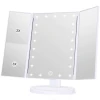 Tri-fold Lighted Vanity Makeup Mirror with 3x/2x Magnification 21 Led Lights 180 Degree Convex Mirror