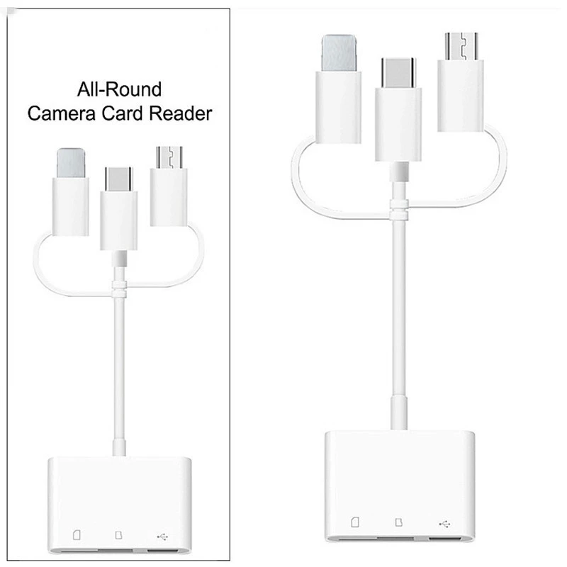 Type-C Android 3 in 1 card reader SD/TF card multifunctional camera otg card reader for iphone