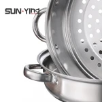 TZG2-1 stainless steel 2 layer Sauce Pot hot pot cookware sets steam dim sum steamer cooking soup pot with steel Handle