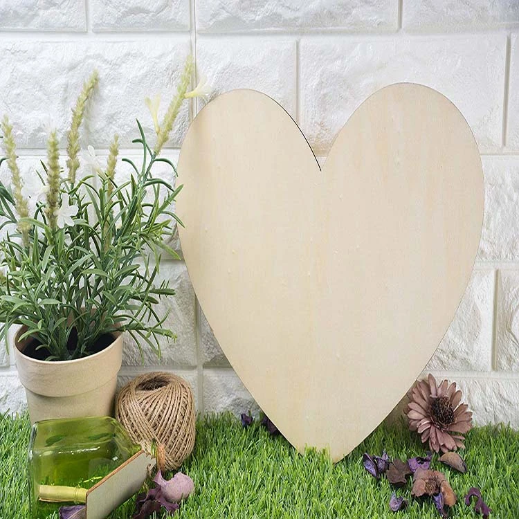 Unfinished Wood Cutout - 6-Pack Heart-Shaped Wood Pieces for Wooden Craft DIY Projects, Signs, Wedding Decoration, 11.56 x 9.8