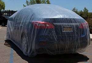 Universal disposable plastic indoor garage clear car cover