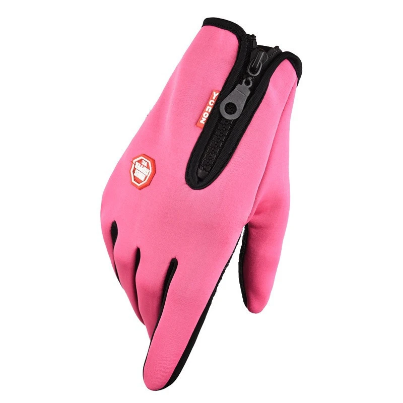 Waterproof  gloves touch screen windproof cycling full finger warm zipper  sports gloves men and women  ski mitten