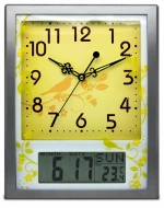 WC28201  hot sale silent movement  plastic quartz analog square shape home decorate date temperature wall clock