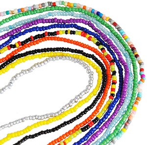 Wholesale 31.5inch Flexible Colorful Beautiful Summer African Ghana Women Girls Body Jewelry Glass Belly Chains Waist Beads