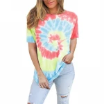 Wholesale Black And White Two Colors Stock Summer Short Sleeve T-shirt Men Polyester And Cotton Tie Dye T Shirt