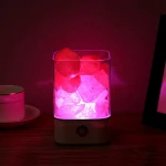 Wholesale Crystal Salt Lamp Himalayan Rock Natural Crafted Stone Wooden Base Night Light
