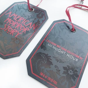 Wholesale  Custom Offset Printing Logo Thick Cardboard Clothing Hang Tags with Cotton String